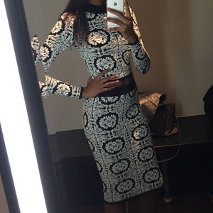 bebe 2-piece sweater midi dress - black/white